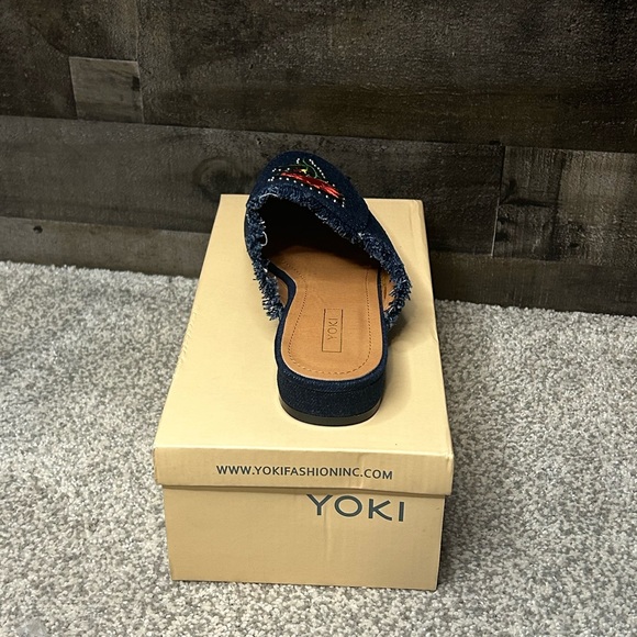 YOKI WILLAS 71 DARK DENIM EMBROIDERY ROSE SHOES - Picture 6 of 6